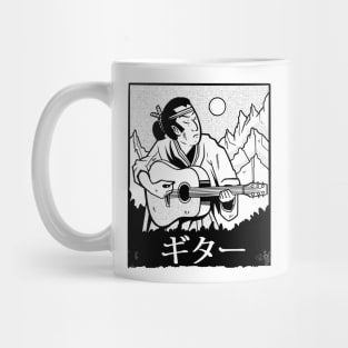 Vintage Japanese Ukiyo-e Samurai Guitar Player // Retro Japanese Illustration Mug